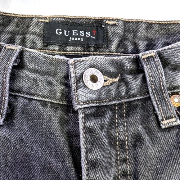VINTAGE 90s Guess | 100% Cotton Straight Leg Jeans in Washed Black/Gray Size 27 - Picture 6 of 13
